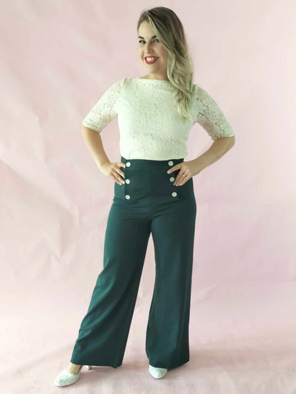 30's Sailor pants by the House of Foxy Front view in green