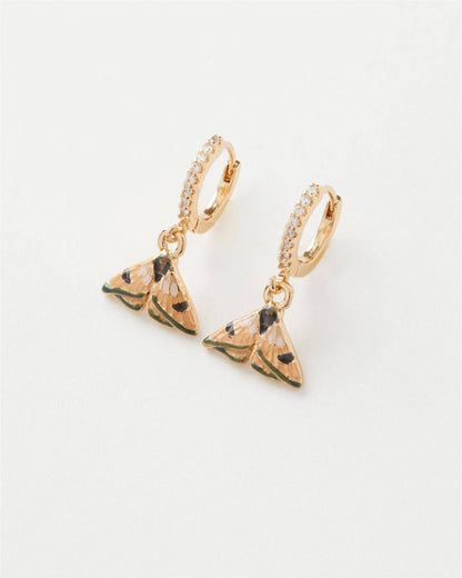 FABLE Enamel Moth Huggie Earrings