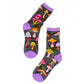 Magic Mushrooms Black Sheer Crew Sock